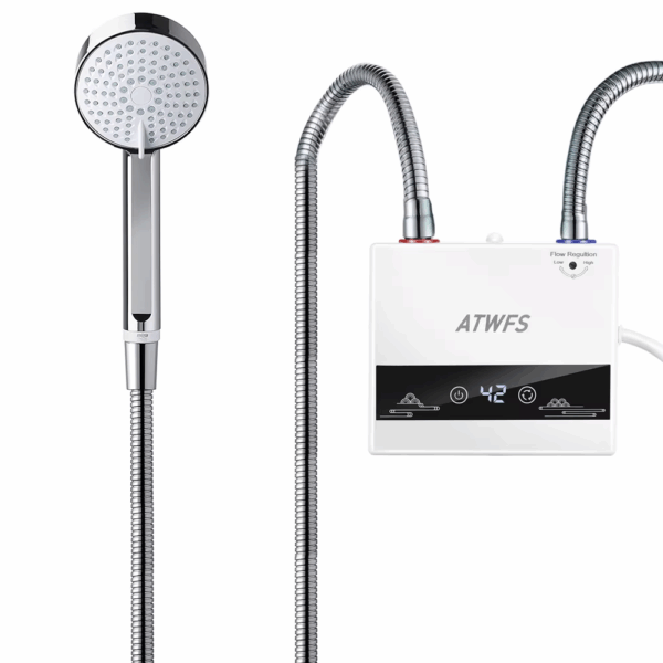ATWFS 220V 4600W Instant Water Heater Electric Heaters for Bathroom Hot Water Shower Home Kitchen Heating