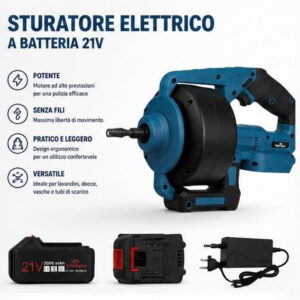 Pulitore per scarichi a batteria Viemylu con spirale da 7,6 m foto 2